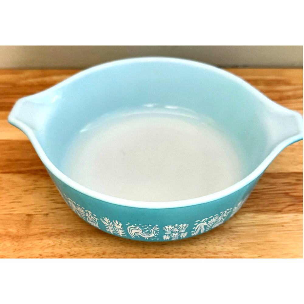 Vintage Pyrex Amish Butterprint Turquoise Casserole Dishes with lids 6pc - Picture 6 of 12